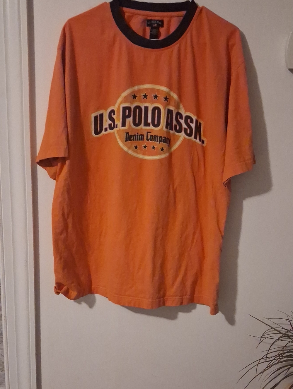 U.S. Polo Assn. Orange Short-Sleeve Logo Tee with Navy Collar